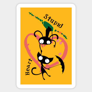 cats stupid heart Sticker